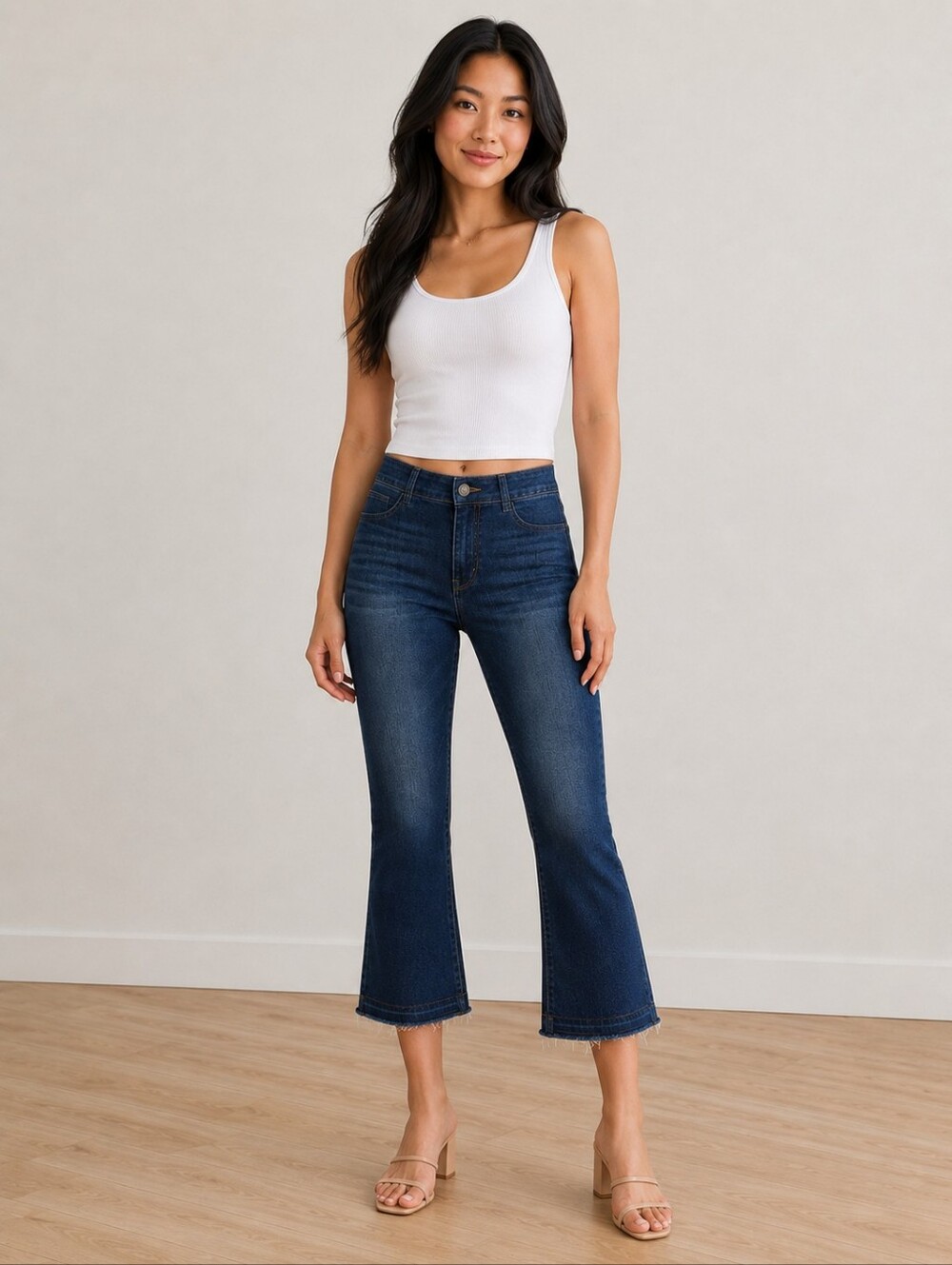 ❤ BETABRAND HIGH RISE YOGA DENIM PULL ON CROPPED BOOTCUT JEANS, SMALL PETITE (SP